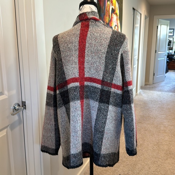 Joseph A Open Front Plaid Cardigan M - Picture 4 of 8